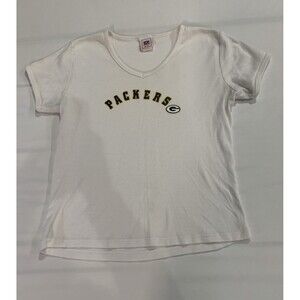 Green Bay Packers NFL VF Image Women's V-Neck Short Sleeve T-Shirt White XL P1